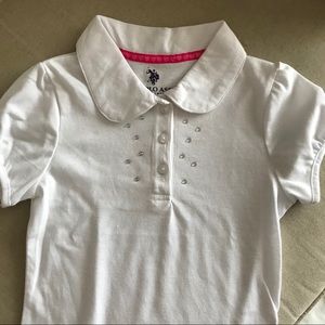 NEW‼️US Polo Assn Girls White Uniform Shirt M 5/6